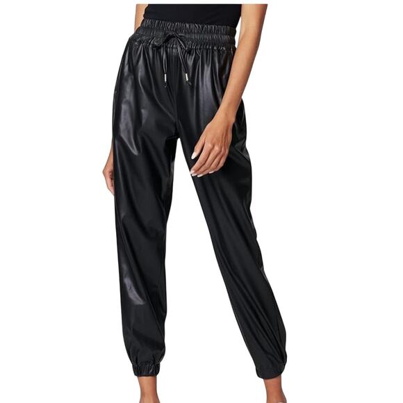 BLANKNYC Vegan Black Leather Elastic Waistband Joggers NEW Size 26 - Picture 1 of 12
